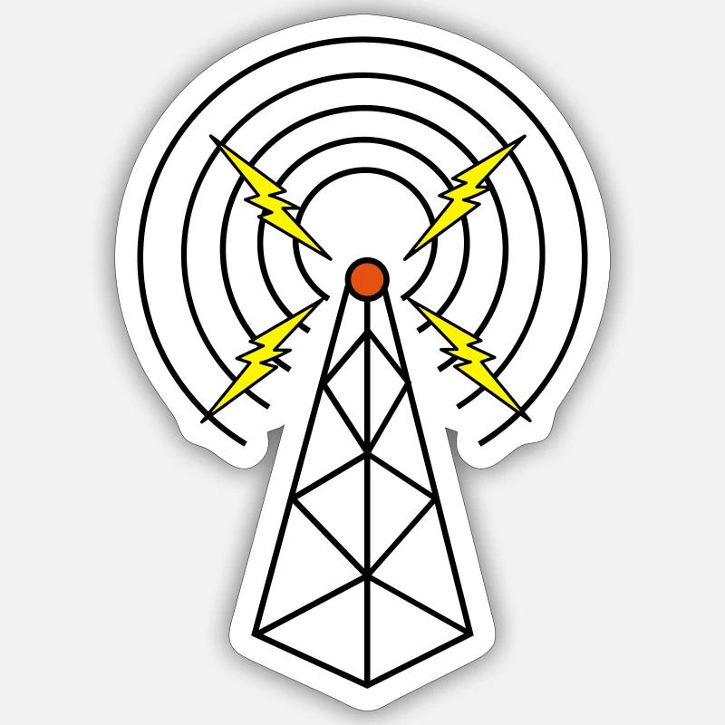 Radio Tower Ham - Sticker taille S (10 x 10 cm) - blanc mat