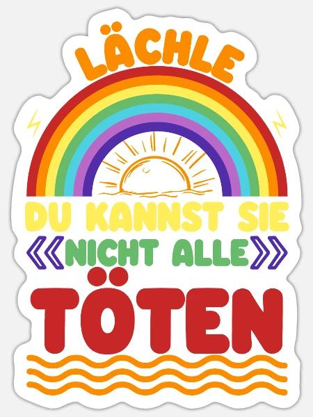 Lächle! Du kannst sie nicht alle töten - Sticker Größe S (10 x 10 cm) - Mattweiß