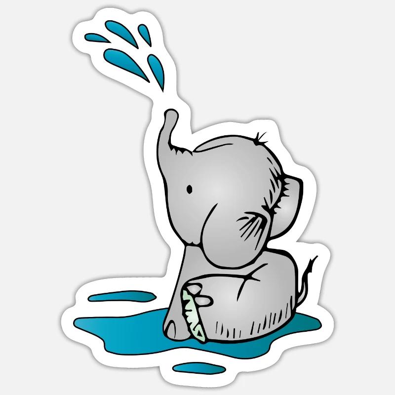 Leo der Elefant - Sticker Größe S (10 x 10 cm) - Mattweiß