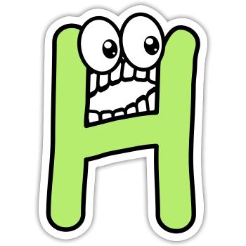 H - letter H with eyes 👀 - Sticker size S (10 x 10 cm) - white matte - Front