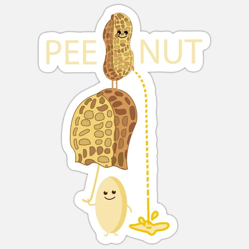 Funny peeing peanut Sticker size S (10 x 10 cm)