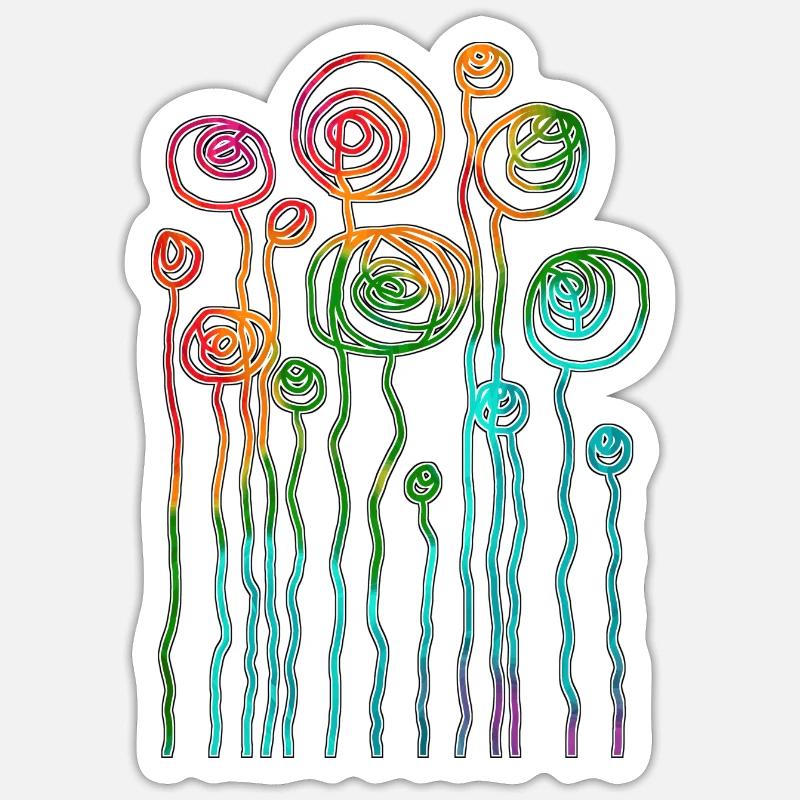 fleurs - Sticker taille S (10 x 10 cm) - blanc mat