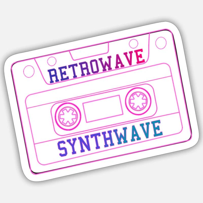Cassette RetroWave SynthWave Sticker taille S (10 x 10 cm)
