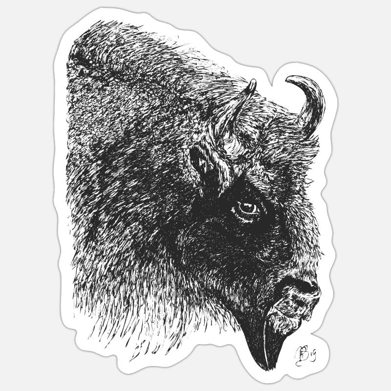 Bison - Sticker taille S (10 x 10 cm) - blanc mat