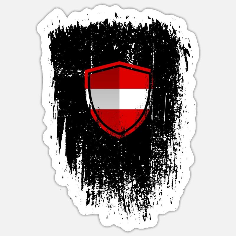 Austrian Flag Shield Grunge - Sticker size S (10 x 10 cm) - white matte