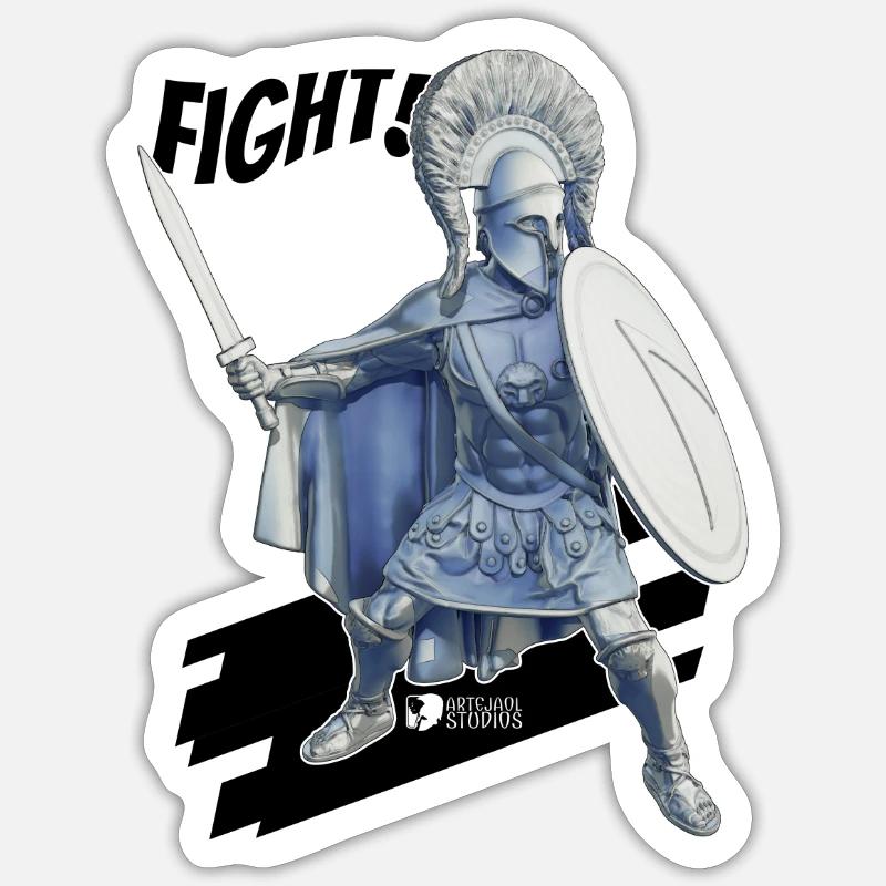 Combat de Sparte! - Sticker taille S (10 x 10 cm) - blanc mat