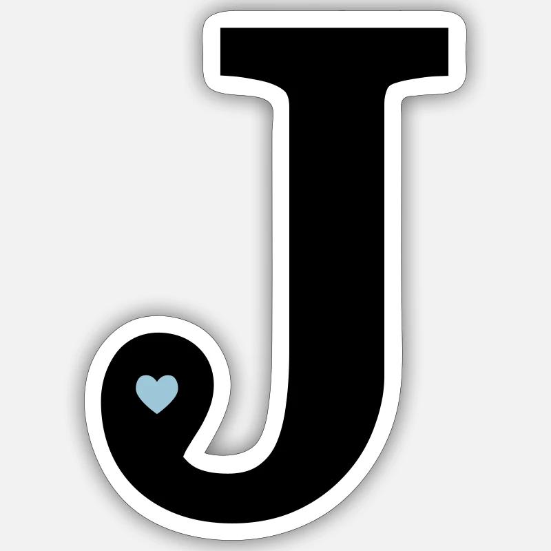 Letter J initial - Sticker size S (10 x 10 cm) - white matte