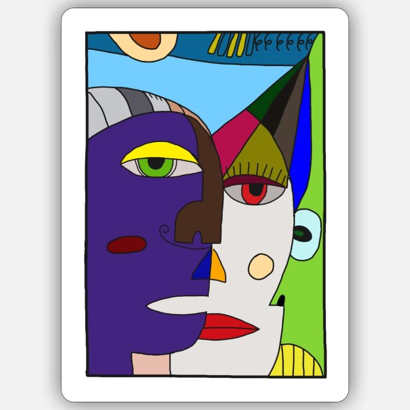 Abstract Faces Picasso - Sticker size S (10 x 10 cm) - white matte