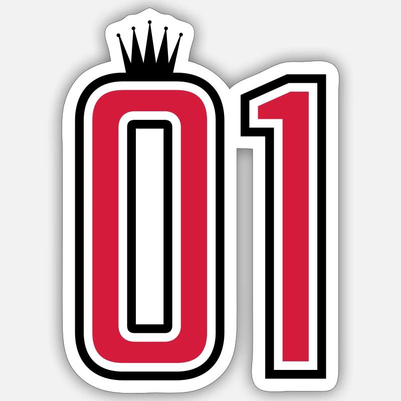 01 eins krone 1 nummer - Sticker Größe S (10 x 10 cm) - Mattweiß
