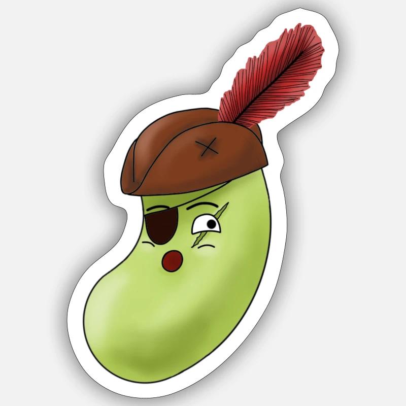 PirateBean - Sticker taille S (10 x 10 cm) - blanc mat