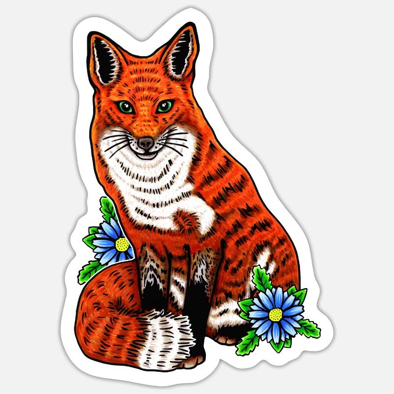 Renard - Sticker taille S (10 x 10 cm) - blanc mat
