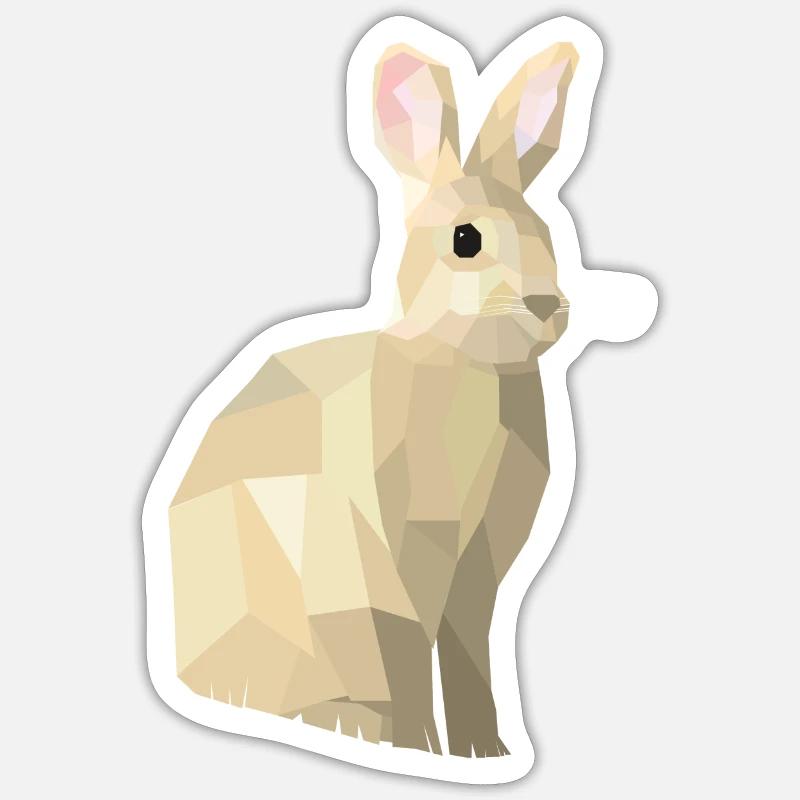 Lowpoly Rabbit - Nyhaux - Sticker Größe S (10 x 10 cm) - Mattweiß