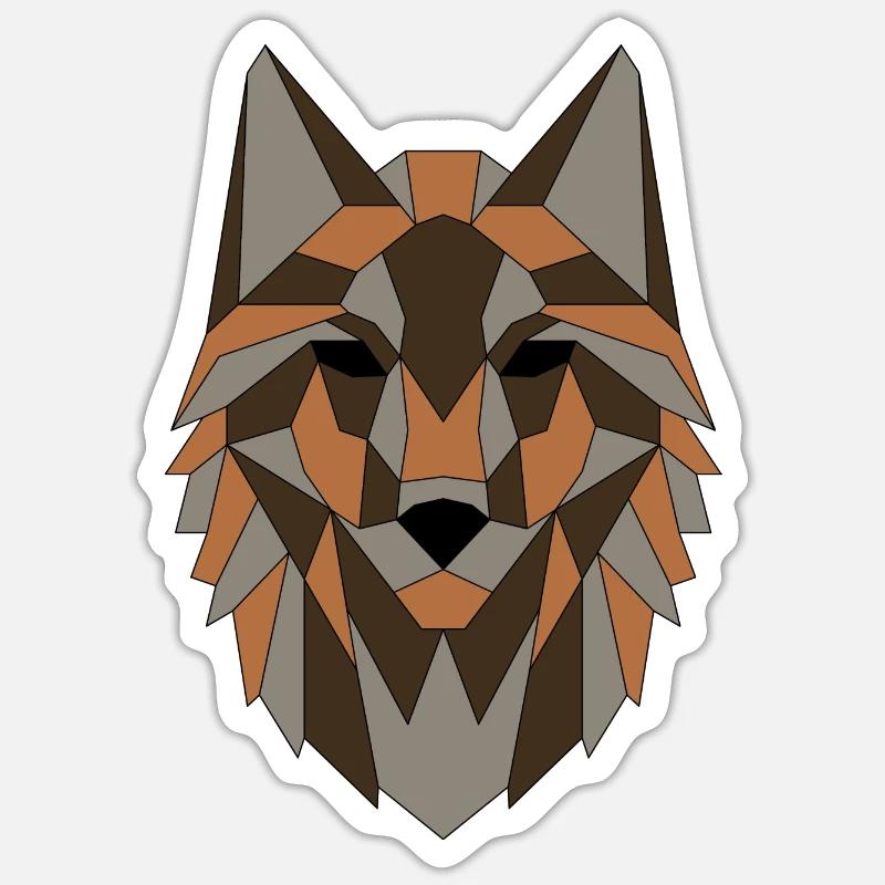 Geometric wolf - colored - Sticker size S (10 x 10 cm) - white matte