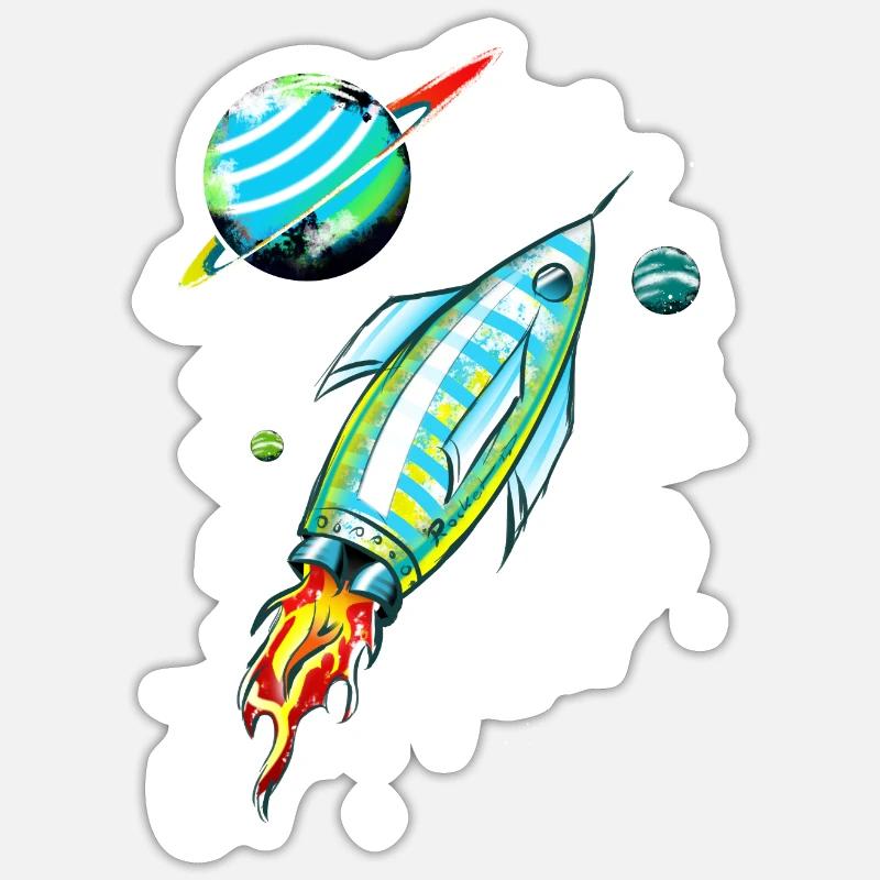 Rocket in space Sticker size S (10 x 10 cm)