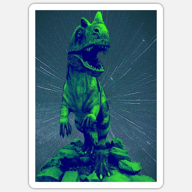 T-Rex in space - Sticker size S (10 x 10 cm) - white matte
