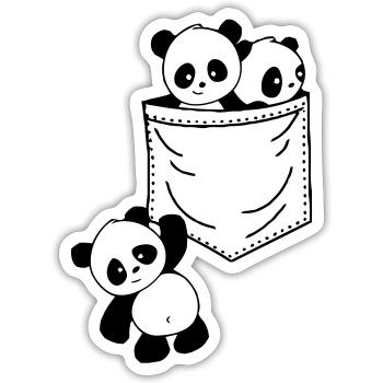 Panda pocket - Sticker size S (10 x 10 cm) - white matte - Front