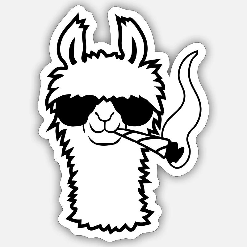 Lama Avec Joint - Sticker taille S (10 x 10 cm) - blanc mat