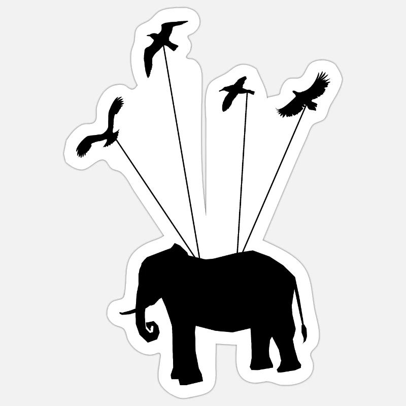 Vol d’éléphant - Sticker taille S (10 x 10 cm) - blanc mat