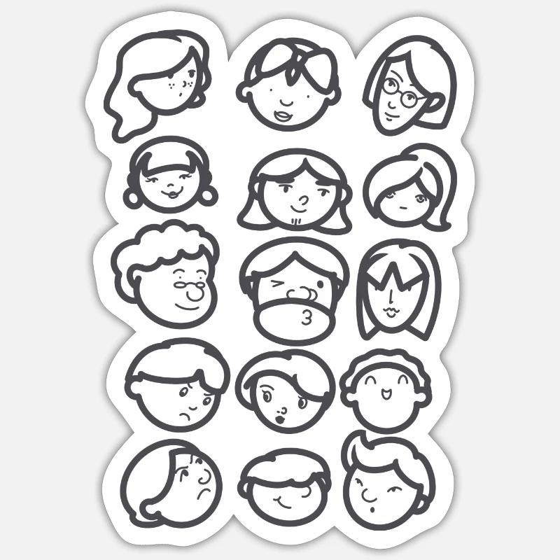 Faces - Sticker size S (10 x 10 cm) - white matte