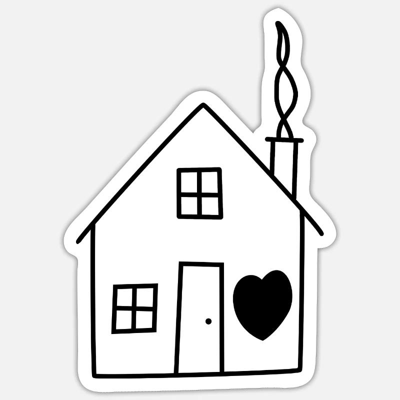 Maison maison amour - Sticker taille S (10 x 10 cm) - blanc mat