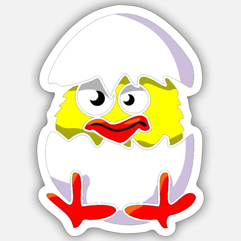 Poussin et coquilles - Sticker taille S (10 x 10 cm) - blanc mat