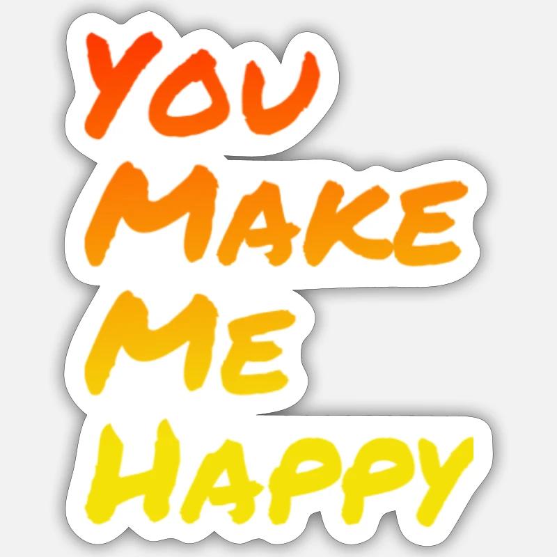 Du gør mig glad (degraderet) - Sticker størrelse S (10 x 10 cm) - mat hvid