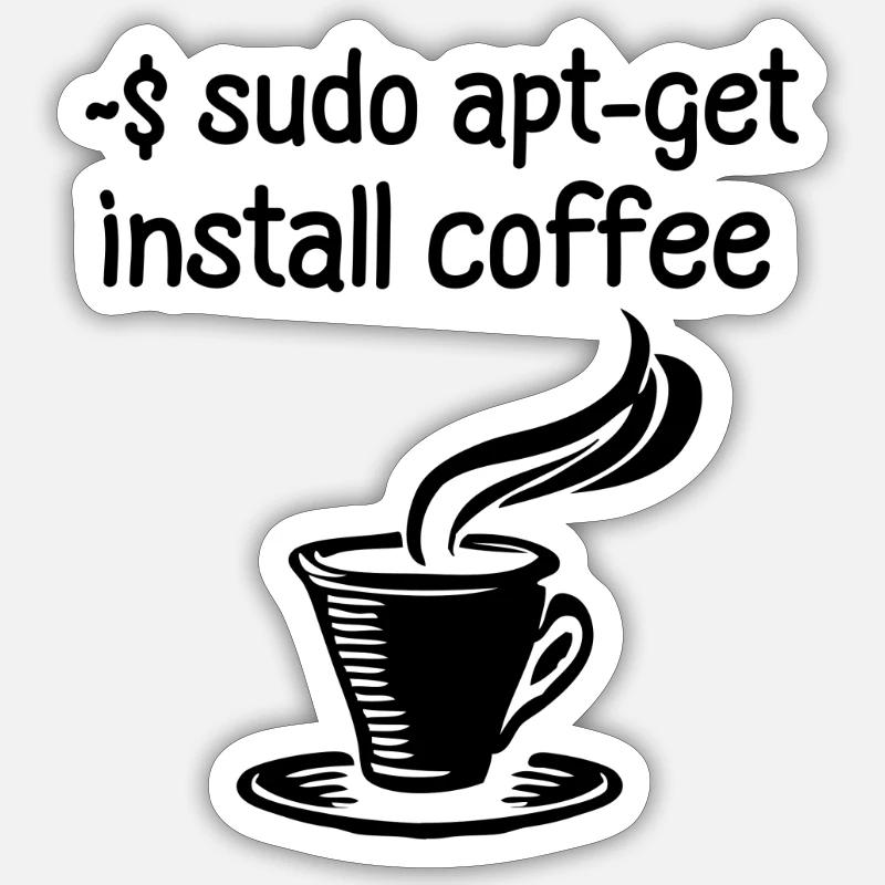 Programmierer Tux Kaffee Spruch Geschenk coffee Sticker Größe S (10 x 10 cm)
