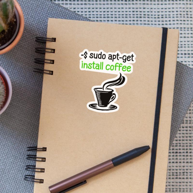 Coffee Programmer Tux Linux Coding Saying Sticker size S (10 x 10 cm)