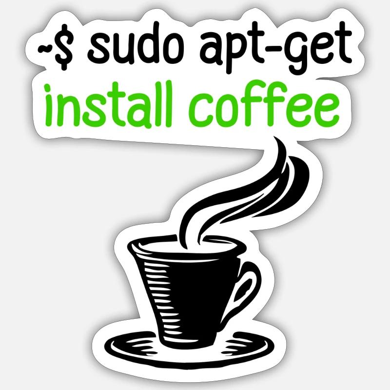 Kaffee Programmierer Tux Linux Coding Spruch - Sticker Größe S (10 x 10 cm) - Mattweiß