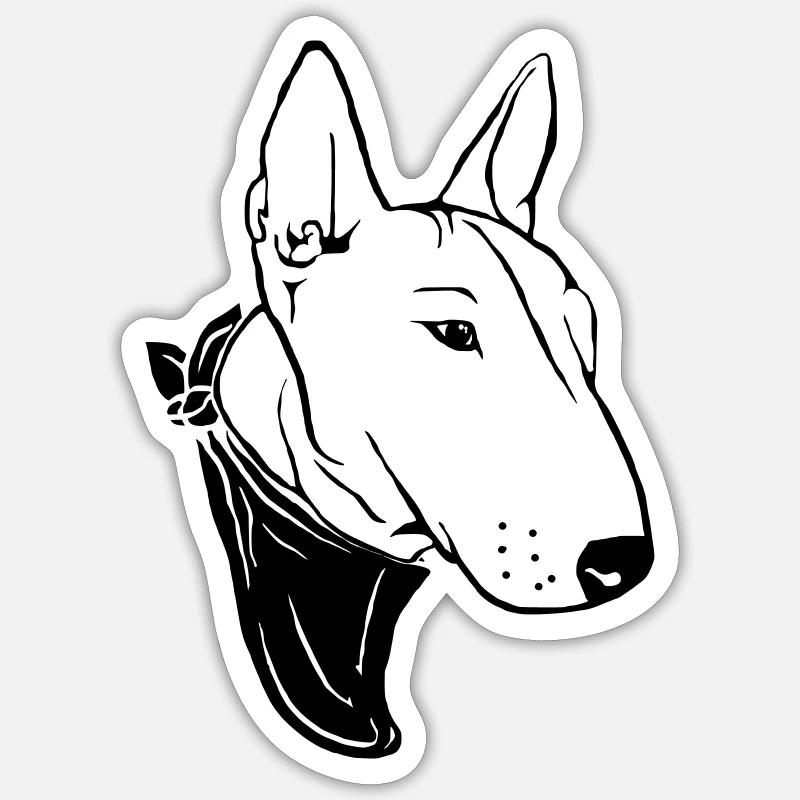 Bull terrier with scarf - Sticker size S (10 x 10 cm) - white matte
