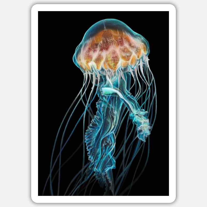 Méduse mystérieuse - Sticker taille S (10 x 10 cm) - blanc mat