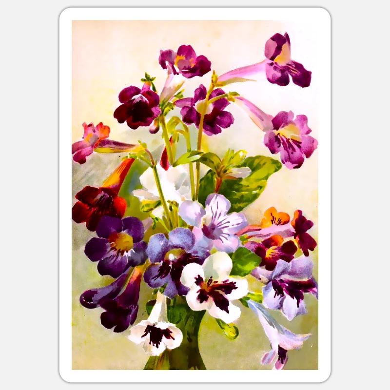 Violettes - Sticker taille S (10 x 10 cm) - blanc mat