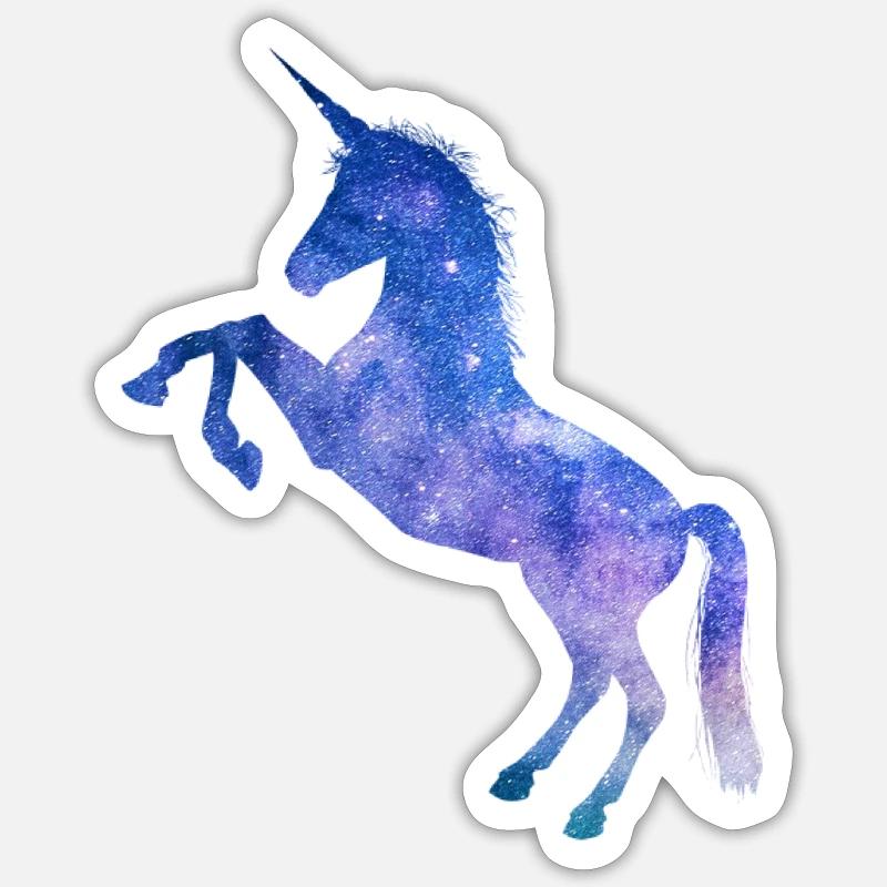 Galaxy Space Einhorn - Sticker Größe S (10 x 10 cm) - Mattweiß
