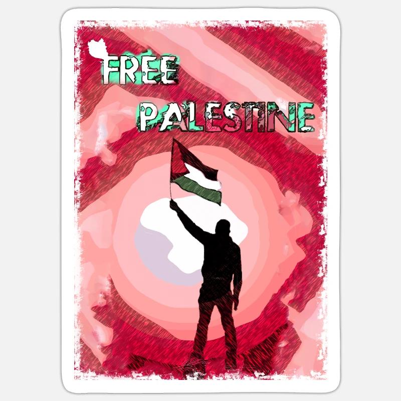 Drapeau de la Palestine libre P5 - Sticker taille S (10 x 10 cm) - blanc mat