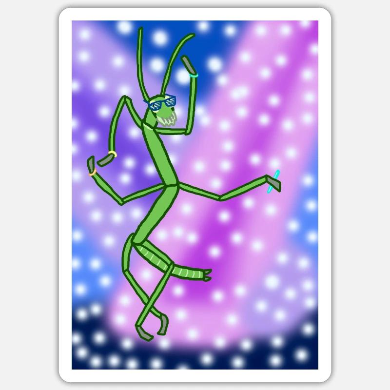 Disco Stick Bug - Sticker Größe S (10 x 10 cm) - Mattweiß