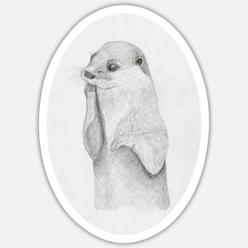Otter Oval - Sticker size S (10 x 10 cm) - white matte