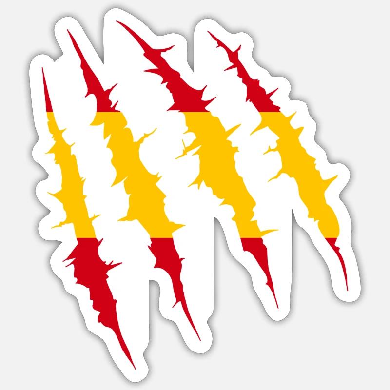 Espagne drapeau de griffe pays drapeau de l’équipe fan - Sticker taille S (10 x 10 cm) - blanc mat
