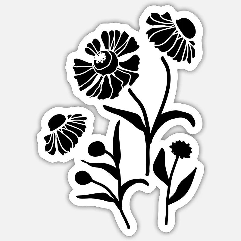 Helenium floral - Sticker Größe S (10 x 10 cm) - Mattweiß