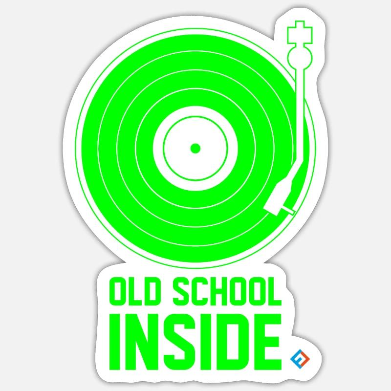 Old School Inside - Turntable Green Sticker taille S (10 x 10 cm)
