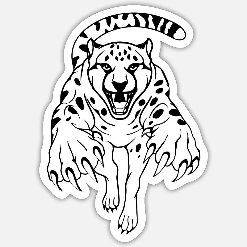 Springender Gepard - Sticker Größe S (10 x 10 cm) - Mattweiß
