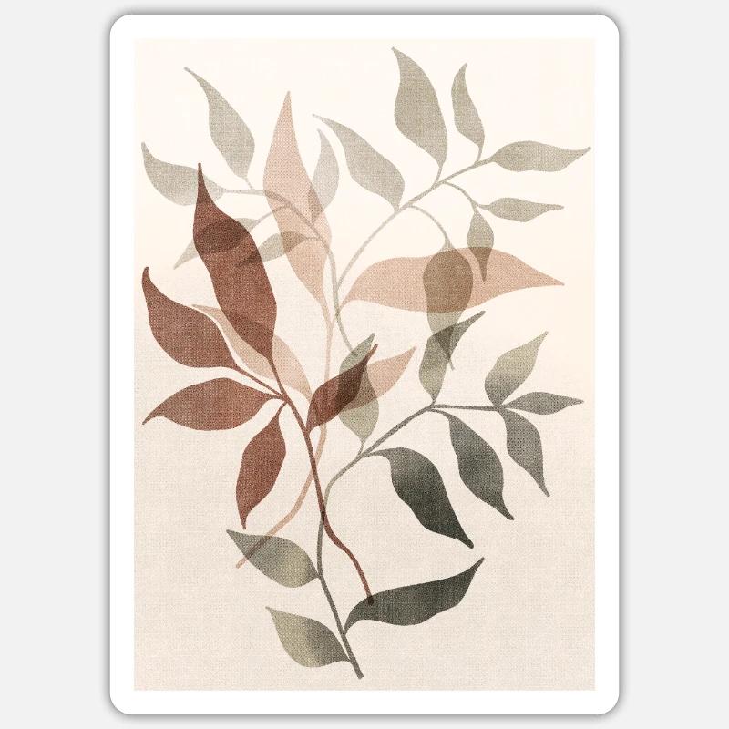 Neutral Boho Art Print, with different plants Sticker size S (10 x 10 cm)