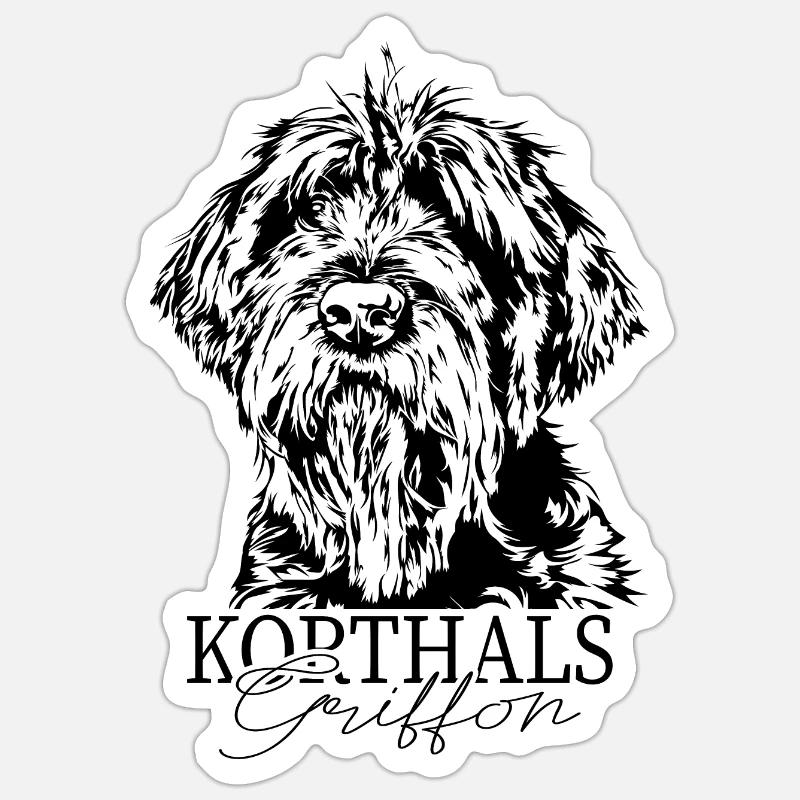 KORTHALS GRIFFON Portrait Jagdhunde Hunde Wilsigns - Sticker Größe S (10 x 10 cm) - Mattweiß