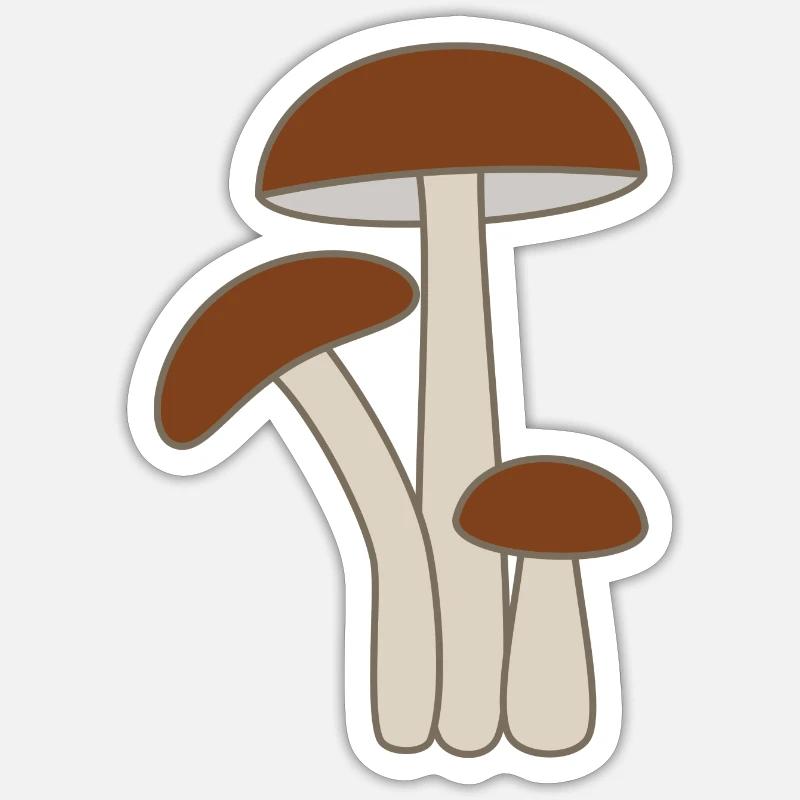 Champignons - Sticker taille S (10 x 10 cm) - blanc mat