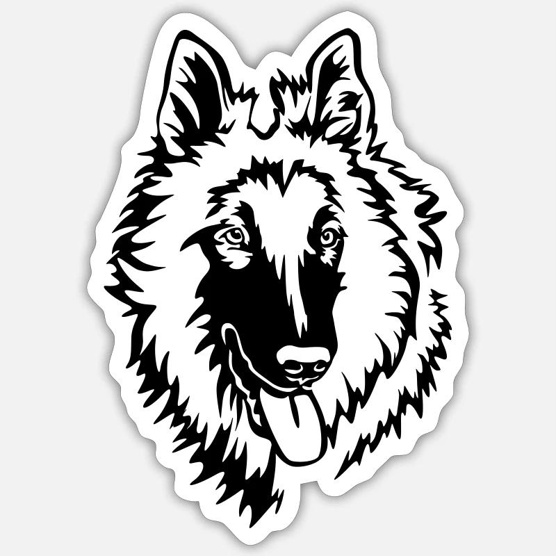 Tervueren head - Sticker size S (10 x 10 cm) - white matte