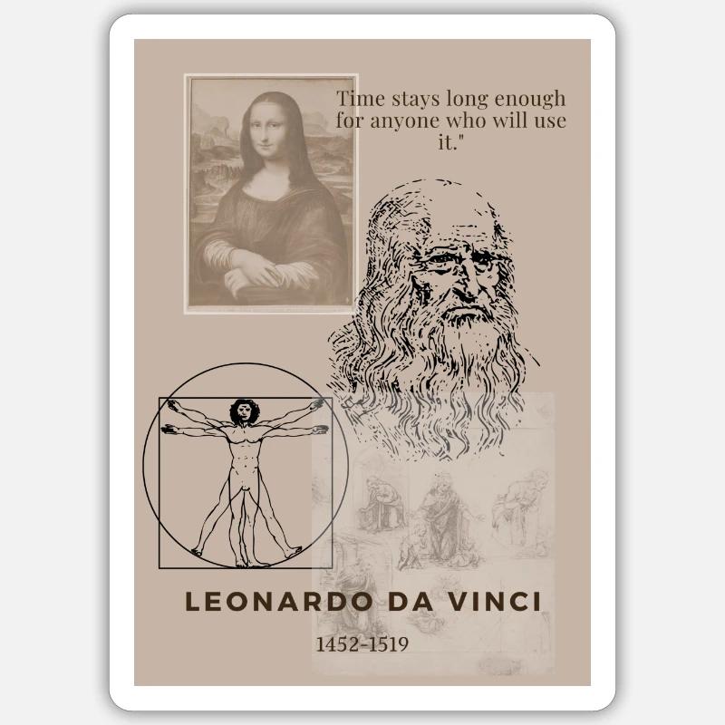 Leonardo Da Vinci - Sticker Größe S (10 x 10 cm) - Mattweiß