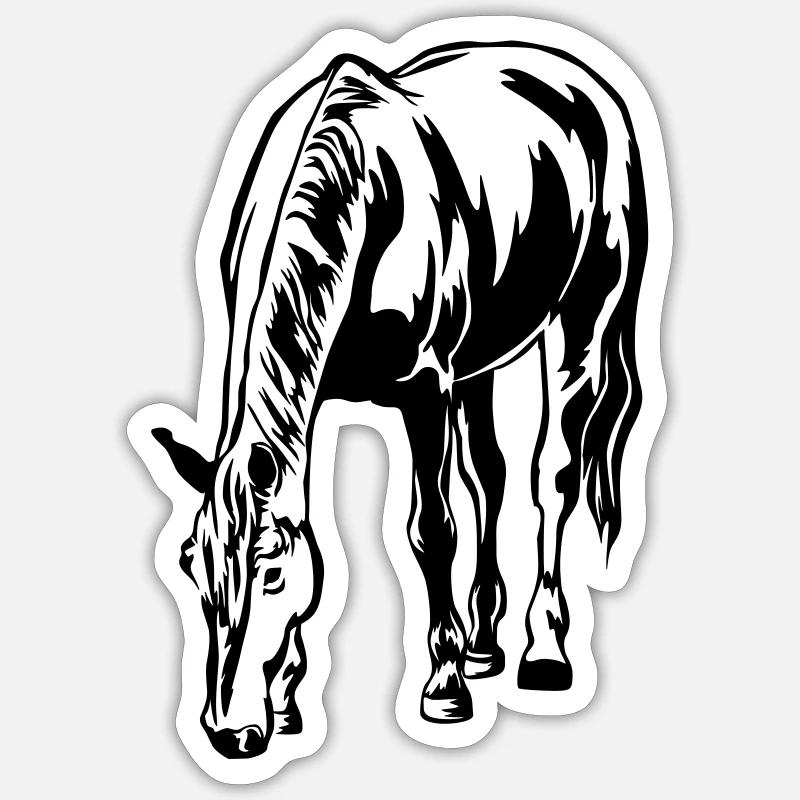 Cheval herbeux - Sticker taille S (10 x 10 cm) - blanc mat