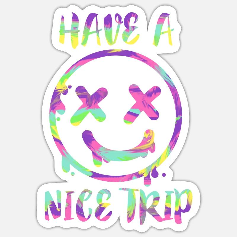 Have a nice LSD Trip Old School Psychedelic Drug - Sticker størrelse S (10 x 10 cm) - mat hvid