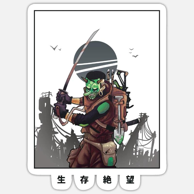 Futuristic Samurai Sticker size S (10 x 10 cm)