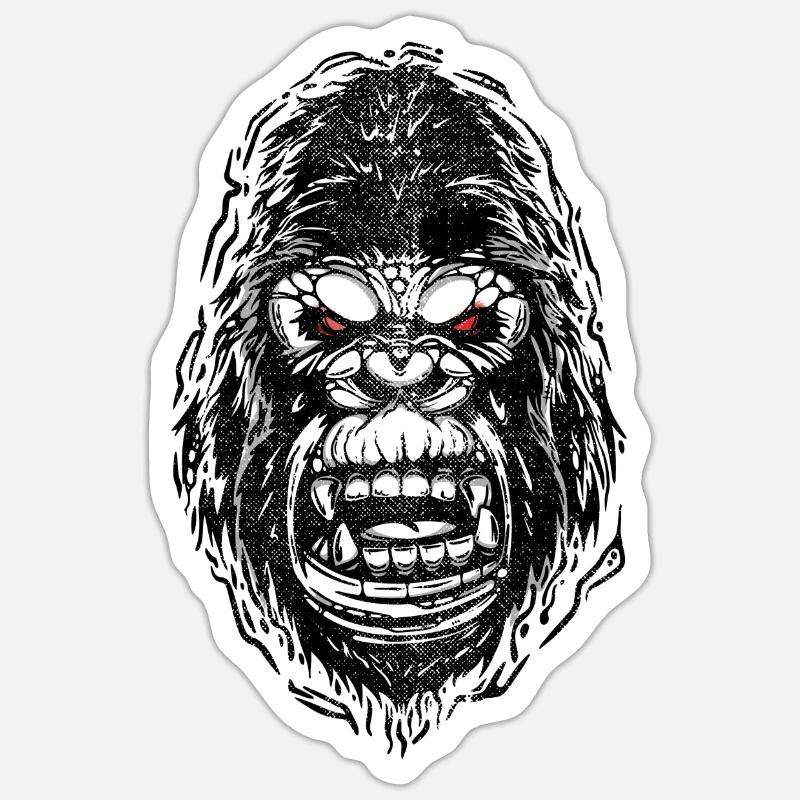 broken gorilla - Sticker size S (10 x 10 cm) - white matte