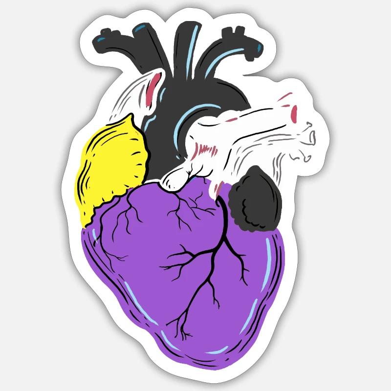 Nonbinary Pride Heart Nonbinary Pride - Sticker size S (10 x 10 cm) - white matte